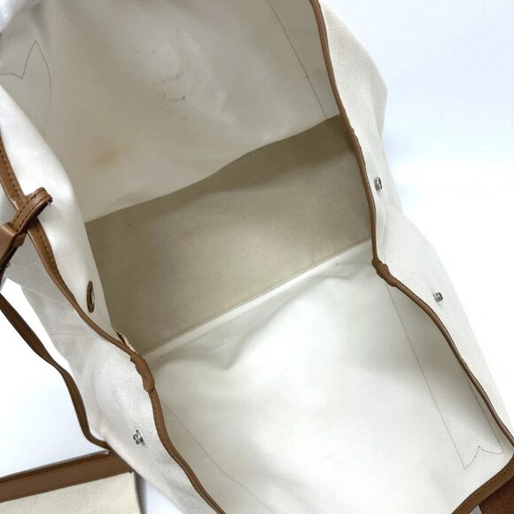 BALENCIAGA 339936 Navy Kabas M bag shawl Tote Bag Canvas/Leather Beige/Brown - Picture 10 of 15